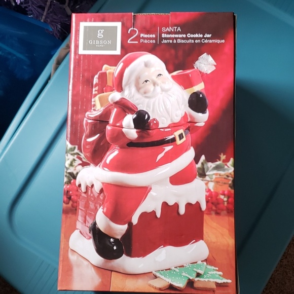 🆕️ Gibson Santa Cookie Jar 2 Piece Stoneware New - Picture 1 of 7